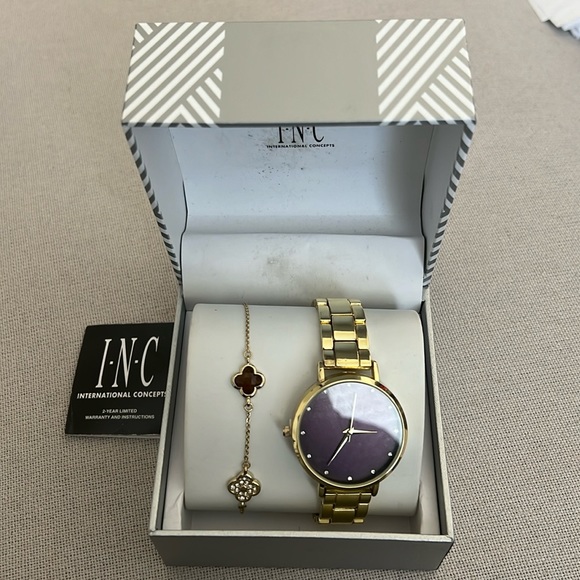 INC Gold-Tone Bracelet Watch 38mm & Bracelet Set, New in Box - Picture 7 of 9